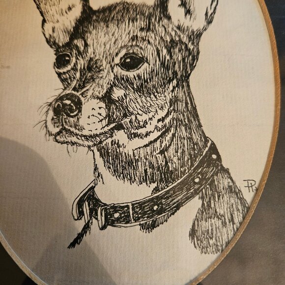 Original Ink Sketched Dog, Signed (item #2902) - Picture 2 of 4